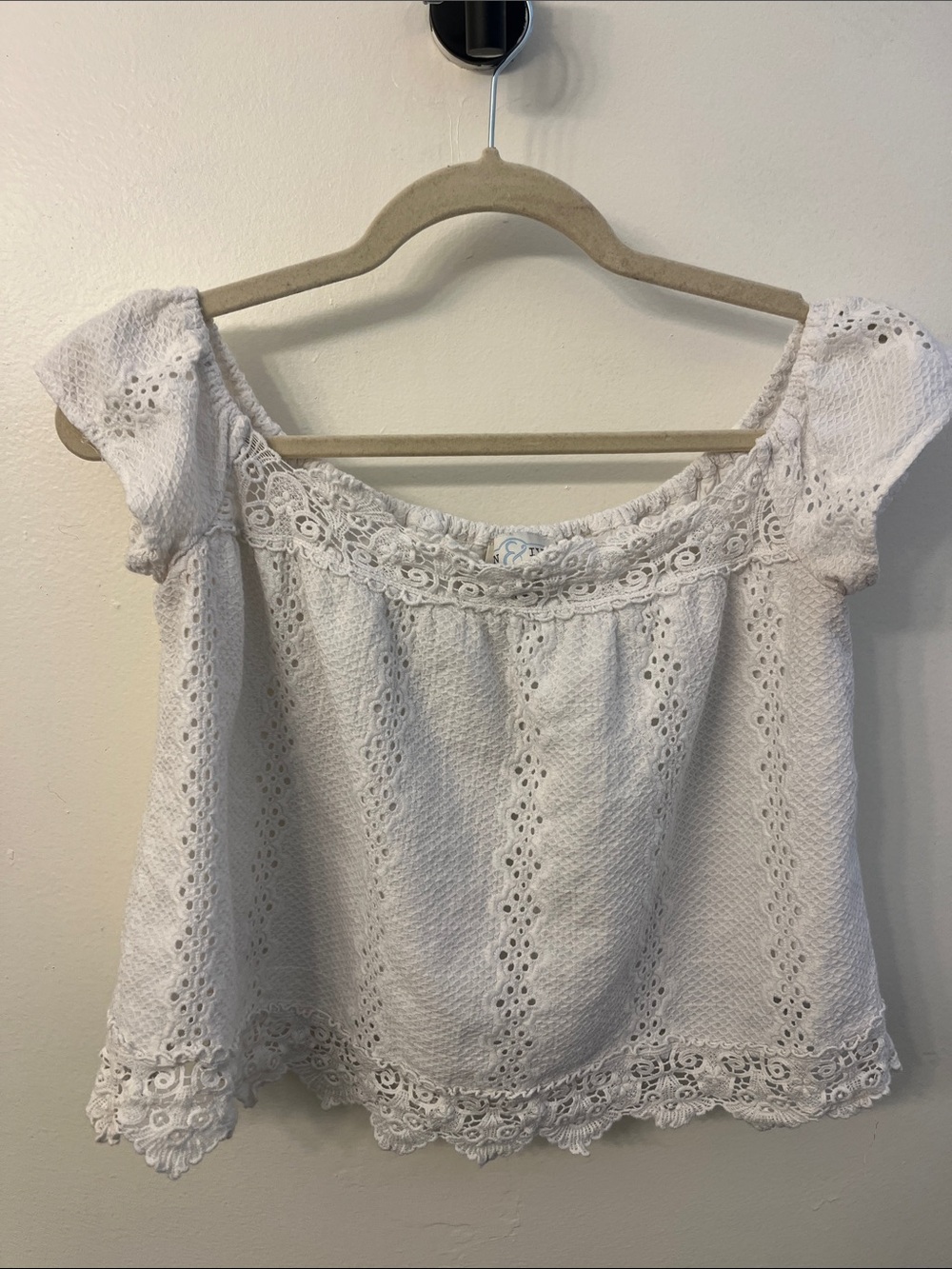White Lace Eyelet  Women's Top